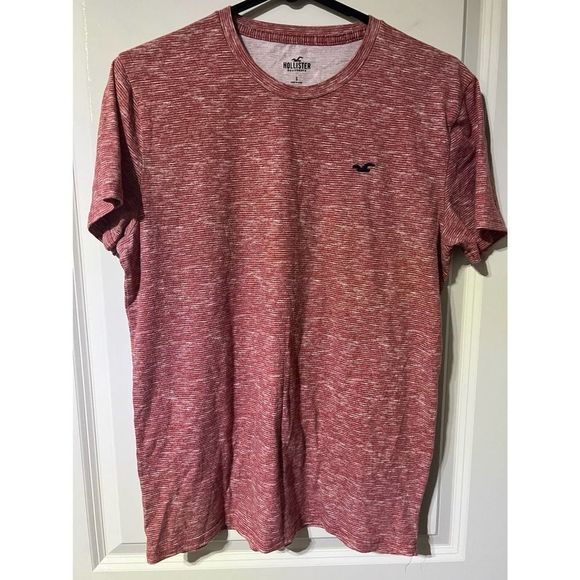 Hollister Other - Hollister logo UNISEX maroon white striped short sleevet- shirt SZ S